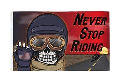 AZ FLAG Bandiera Pirata Never Stop Riding 90x60cm - Bandiera dei Pirati 60 x 90 cm