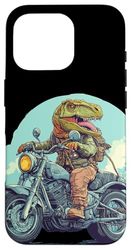Cool Moto con dinosauro Costume per gli amanti della moto Custodia per iPhone 16 Pro