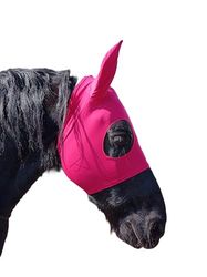 Maschera per Cavallo in Tessuto di Lycra di Alta Qualità con Orecchie Anti mosche Mod. TROTTO Col. Ruby, Taglia FULL