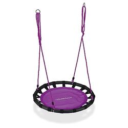 Relaxdays Altalena da Giardino a Nido, per Bambini e Adulti, Regolabile, Ø 80 cm, Portata Max. 100 kg, Lilla