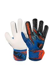 Reusch Attrakt Solid Junior greppvänliga målvaktshandskar barn, ungdomar, fotbollshandskar för pojkar och flickor, lämpliga för alla väderförhållanden och spelområdesytor, blå-orange, 6