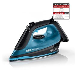 Braun TexStyle 5 SI5256BL strijkijzer met FreeGlide 3D SuperCeramic strijkzool, precisiepunt, ergonomische open handgreep, navulverpakking 300 ml, anti-druppelsysteem, stoomstoot 210 g/min, 2600 W