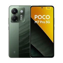 Poco M7 Pro 5G smartphone, 12 + 256 GB, grön, klar 50 MP Sony-kamera med OIS, 5110 mAh batteri, 45 W TurboCharge, 120 Hz ögonvänlig AMOLED-skärm