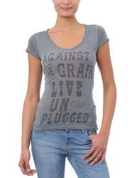 Wrangler Jess S/S V Tee - T-shirt voor dames, Grijs (Castle Rock), S