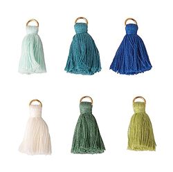Rayher Set of 6 Cotton Tassels for Jewelery Making and Crafting, Tassels for Crafts, Boho-Chic Pendant, DIY Bag Charm, 35mm, various colours, 22797407