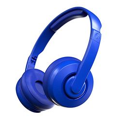 Skullcandy Bezprzewodowe słuchawki nauszne kasetowe, bateria 22 godziny, mikrofon, współpracuje z urządzeniami iPhone, Android i Bluetooth, niebieskie