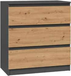 MeHome Moderne commode Malwa 3 laden stoffen commode dressoir multifunctionele kast highboard dressoir opbergcommode kast voor slaapkamer kinderkamer hal (antraciet/artisan)