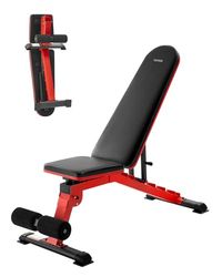 VEVOR Stabiele halterbank, robuust, 544 kg, voor full-body training, verstelbaar, voor krachttraining thuis, 1465 x 530 x 450 mm, zwart en rood