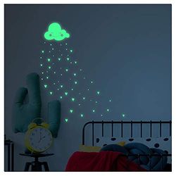 Fosforescerande självhäftande klistermärken | självlysande klistermärken för moln och hjärtan - fluorescerande väggdekoration för spädbarn och barn | 20 x 25 cm
