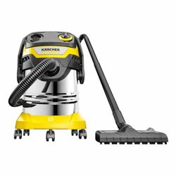 Kärcher WD 5 S V-25/5/22 wet dry vacuum cleaner, flat filter, removable filter cassette, automatic filter cleaning, filter bags, 1100W, 25l stainless steel container, Black / Yellow, 2.2 m hose