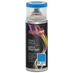 AMBRO-SOL - Tinta acrílica em spray, cor azul claro, RAL 5012, resultado profissional em várias superfícies, exteriores e interiores, 400 ml