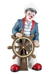 GILDE Gildeclown Figura Decorativa de Payaso, capitán Marinero, decoración marítima de Resina, Regalo para coleccionistas, Multicolor, Altura 15,5 cm