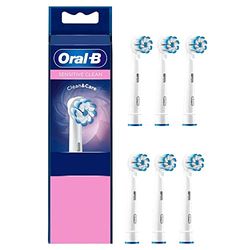 Oral-B Sensitive Clean Recambios Cepillo de Dientes Eléctrico, Pack de 6 Cabezales, Protección Encías - Originales