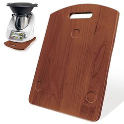 Tavola Scorrevole in Legno di gommaper Bimby TM6 e TM5 - Base Universale con Rotelle, Vassoio Multifunzione e Design Antiscivolo per Accessori Thermomix TM6 TM5,Marrone