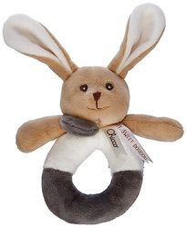 Chicco My Sweet Dou Dou chocalho coelho - chocalho bebé tecido macio de pelúcia, som no interior, coelho peluche recém-nascidos, bege, brinquedos para bebés de 0 meses