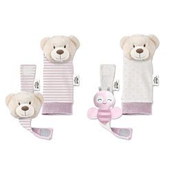 Set Sonajeros bebé para pies y muñecas Osito rosa