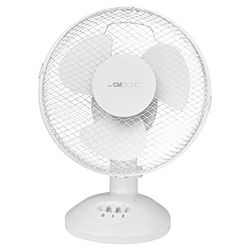Clatronic Ventilator voor op tafel/Tafelventilator VL 3601; Mini-ventilator voor slaapkamer, kantoor, camper; zeer stil; oscillerend/roterend; diameter 23 cm; 2 snelheidsniveaus; wit.