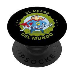 El Mejor Papá del Mundo Superhéroe Dibujo PopSockets PopGrip Adhesivo