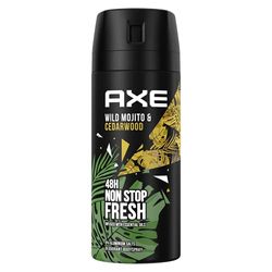 Axe – Spray corporel Wild longue durée parfum Green Mojito and Cedarwood (mojito vert et bois de cèdre), sans sels d'aluminium