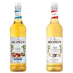 MONIN Premium Hazelnut Sugar Free Syrup 1 L & Premium Vanilla Syrup 1 L