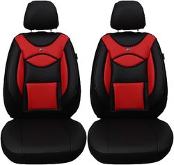 Housses de siège sur Mesure en Cuir synthétique pour sièges de Voiture compatibles avec Hyundai i40 2011 conducteur et Passager FB : D102 (Noir/Rouge)