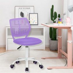 HOMYLIN Lot de 1 Chaise de Bureau pivotante sans accoudoirs pour Enfants avec Assise en Tissu et Dossier en Plastique, siège coloré réglable en Hauteur pour Enfants, étude, Jeux d'enfants, Violet