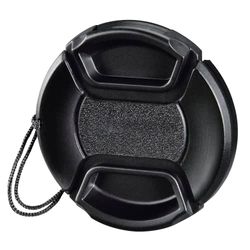 Hama | Coperchio per obiettivo 55 mm per fotocamera professionale (Tapara per proteggere l'obiettivo con sistema Snap, corda inclusa per una migliore impugnatura), colore nero