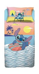 Stitch, Lenzuolo Letto Singolo, Completo Letto Singolo Disney, Lenzuolo Sopra, Lenzuolo Con Angoli, Federa, Blu, Disney, 100% Cotone, Prodotto Ufficiale