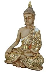 Gilde Scultura decorativa Buddha statuetta seduta – meditazione – marrone/oro – altezza 35 cm