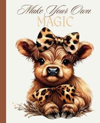 Cheetah Bow Highland Cow Notebook- Journal - Composition book
