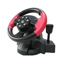 Gembird STR-MV 02 Interface Multiple 4 en 1 Volant de Course et pédales avec Vibration Noir/Rouge