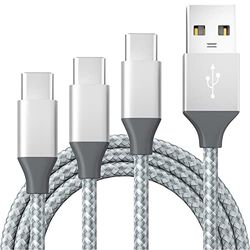 BIBTIM Cable USB C 1M 2M 3M, 3-Pack Cargador Rápido 3A Tejido USB A a C 480 Mbps Transferencia de Datos Compatible Con Samsung Galaxy Sony Xperia Huawei Pixel HTC