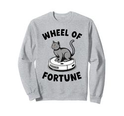 Wheel Of Fortune Cat On Robot Vacuum Cleaner Cat Sweatshirt
