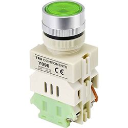 TRU COMPONENTS Y090 Drukknop, 250 V/AC, 5 A, 1 x On/(On), groene herinnering, 30 mm, 1 stuk