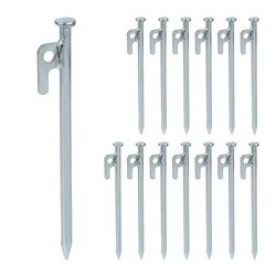 Relaxdays rotspennen set van 14, tentharingen voor harde grond, 20 cm, staal, stevige grondankers voor kamperen, zilver