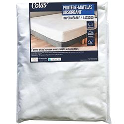 COLAS NORMAND Waterproof Mattress Protector | 140 x 200 cm | Breathable and Resistant Tencel® Lyocell Fibres | Absorbent | Flaps 33 cm 100% Elasticated Polyester