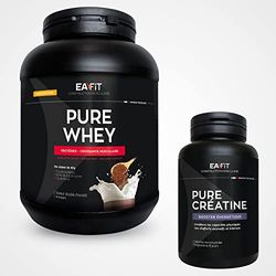 EAFIT - LOT CROISSANCE MUSCULAIRE - PURE CREATINE 90 gélules, Créatine Monohydrate et PURE WHEY 750g Double Chocolat - Certifié Anti-Dopage