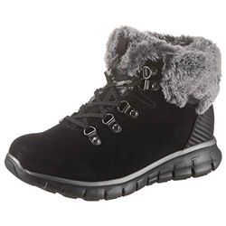 Skechers Snergy, Stivaletti Donna, Nero Black Suede Grey Faux Fur Blk, 35 EU