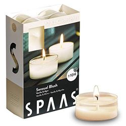 Spaas 12 Maxi Scented Tealights in Transparent Clear Cup, ± 10 Hours, Sensual Blush