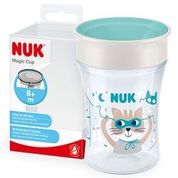 NUK Magic Cup drinkbeker8+ maanden230 mllekvrije 360°-drinkrandBPA-vrijblauwe kat,Supergemaakt (neutraal)