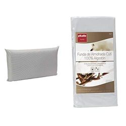 Pikolin Home - Almohada De Látex Natural Perforada, con Gel Refrescante, 40X70Cm, Altura 14Cm (Todas Las Medidas) + - Funda De Almohada Cutí, 100% Algodón Satén, 40X70Cm (Todas Las Medidas)