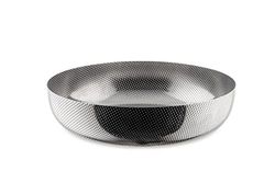 Alessi JM17/24 T - Minimalistyczny okrągły kosz ze stali nierdzewnej 18/10 z dekoracjami, wytłaczanymi granulkami, Ø 24 cm