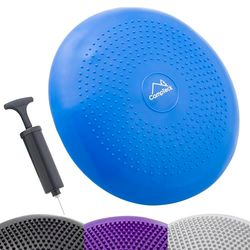 CampTeck U6765 Opblaasbaar luchtkussen, zit- en evenwichtskussen met verbeterde handpomp voor behendigheidstraining, gymnastiek, yoga, aerobics enz., blauw, 32 cm