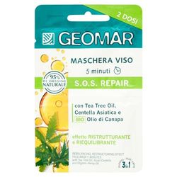 GEOMAR - S,O,S Gesichtsmaske, Repair, Restrukturierungs- und Ausgleichende Wirkung, 5 Minuten, 95% Natürlicher Herkunft, Dermatologisch Getestet, 7,5 ml x 2