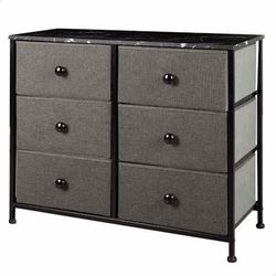 AKTIVE Max Home Commode de Chambre à Coucher Polyvalente, 6 Tiroirs en Tissu Léger, 80X30X62 cm, Structure en Acier, Dessus en Bois, Couleur Gris, Noir, avec Système de Nivellement, Organisation