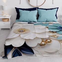 PETTI ARTIGIANI ITALIANI - Colcha Cama 220x250 cm Microfibra, Primavera Verano, Colchas Bouti Modernas, Edredón Cubrecama Ligero Doble, Individual y Media, Floral 05-19, 100% Made in Italy