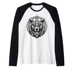 Oso Vikingo Guerrero Odin Berserker Oso Nórdico Guerrero Camiseta Manga Raglan