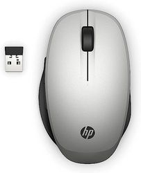 HP PC Dual Mode Mouse 300, Wireless & Bluetooth, 2 Pre-programmed Buttons, Advanced Encryption Standard (AES) Technology, 2.4GHz Wireless USB Receiver Included, Silver