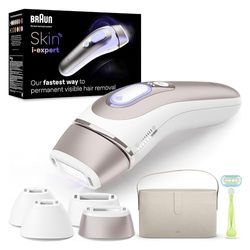 Braun Luz Pulsada Skin i·expert Smart IPL, Eliminación Del Vello En Casa, App Gratuita, Funda, Maquinilla Venus, 4 Cabezales, PL7387