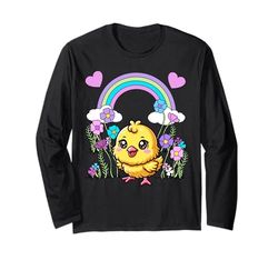 Pasqua primavera pulcino fiori bambini bambino bambino Pasqua Maglia a Manica